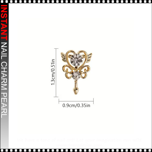 NAIL CHARM RHINESTONE Fairy Heart Wand 6/Case (Silver)