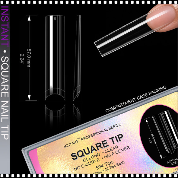 INSTANT SQUARE TIP 3X-Long, Half Cover, Clear, No 'C' 360/Case