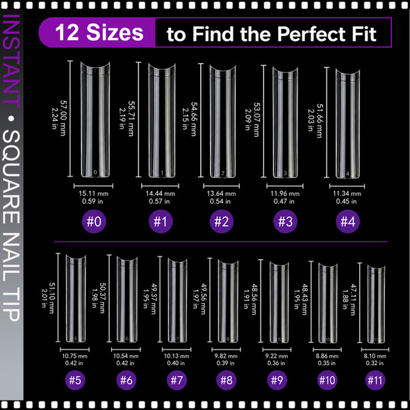 INSTANT SQUARE TIP 3X-Long, Half Cover, Clear, No 'C' 360/Case