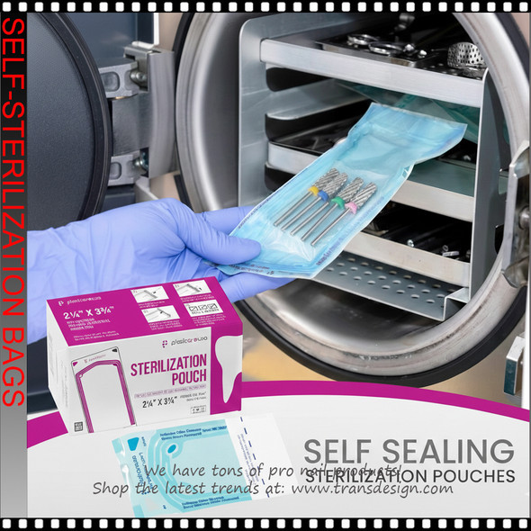 Self Sealing Sterilization Autoclave Pouch Bags 2.25" x 2.75. 200/Box