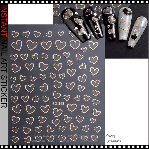 NAIL STICKER Valentine's Day Love Heart Metallic Rose Gold