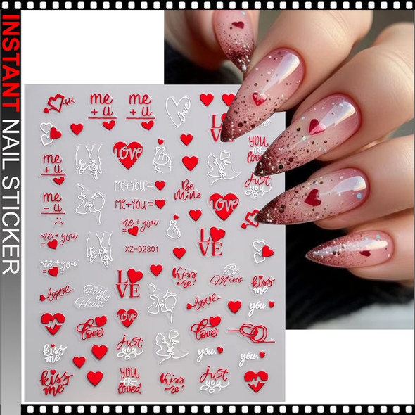 Valentines Day Heart Nail Stickers XZ-D2301