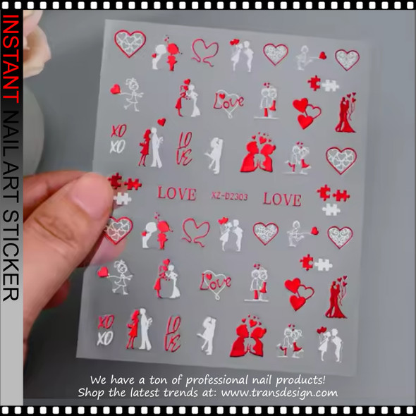 Valentines Day Heart Nail Stickers XZ-D2303