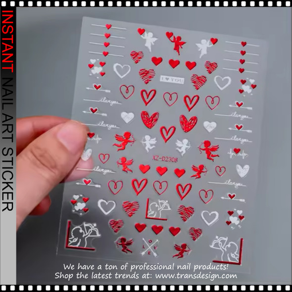 Valentines Day Heart Nail Stickers XZ-D2308
