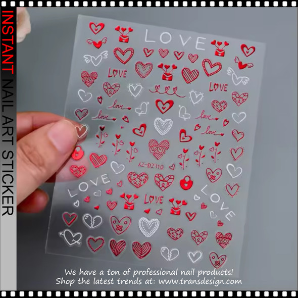 Valentines Day Heart Nail Stickers XZ-D2310