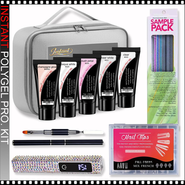 INSTANT POLYGEL PRO. KIT 5 Colors with Handheld LED UV Lamp