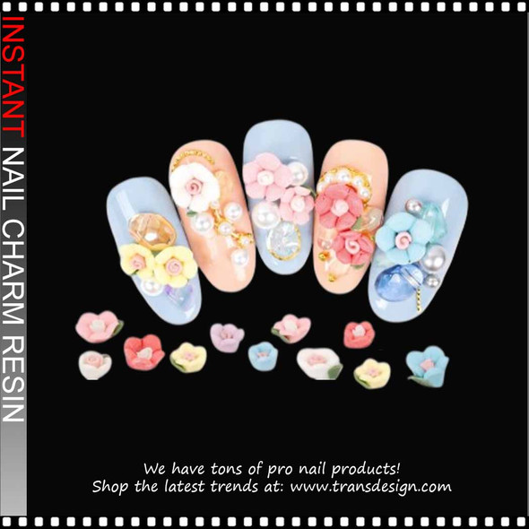 NAIL CHARM RESIN Flower Assorted Color 12/Case *