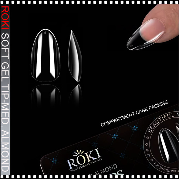 ROKI SOFT GEL TIP Sculpted Almond Medium, Full Cover 600/Case #W210