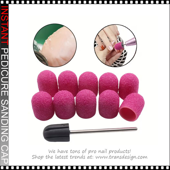 PEDICURE SANDING BAND 10 Caps with Rubber Bit #120 Grit/Case