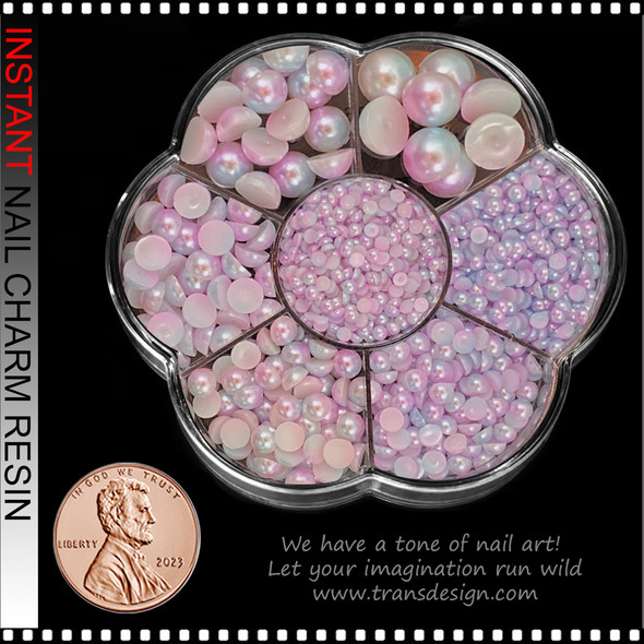 HALF BEAD Pink Mermaid Pearl, 7 Sizes, 486/Case