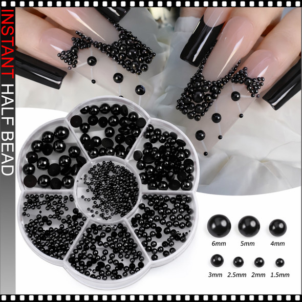 HALF BEAD Black Pearl, 7 Sizes, 486/Case