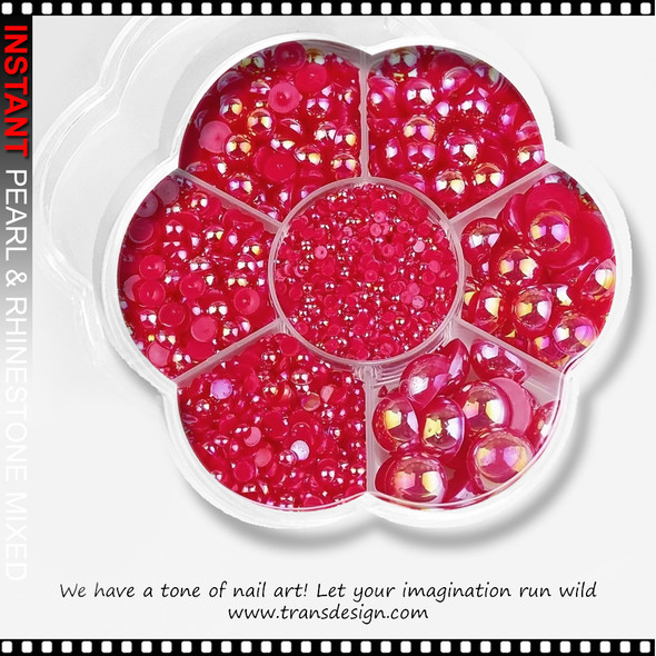 HALF BEAD Red Pearl, 7 Sizes, 486/Case