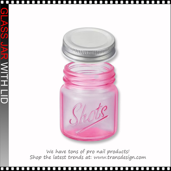 GLASS JAR With Metal Lid 2oz. Pink