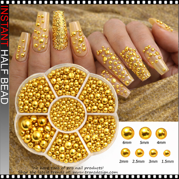 HALF BEAD Metallic Gold, 7 Sizes, 486/Case