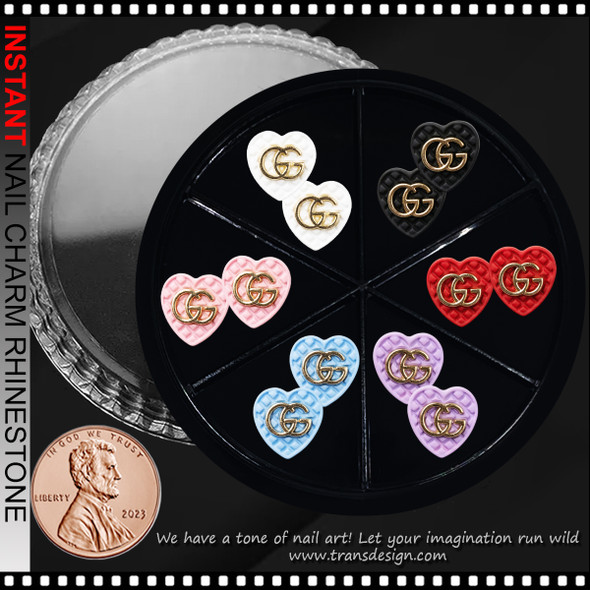 NAIL CHARM RESIN Heart, GUCCI Brands Name 12/Case #FF-36