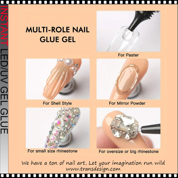INSTANT UV/LED GEL Glue Rhinestone & Nail Tips 1oz.