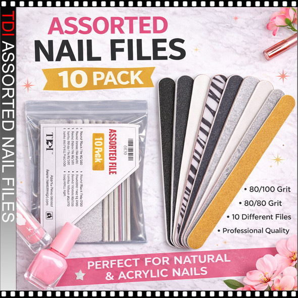 FILES Assorted Cushion Nail Files 10pcs/Pack