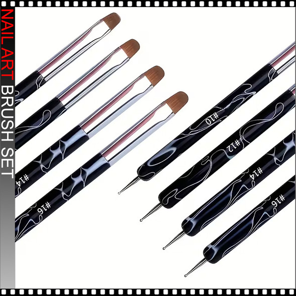 FRENCH Brush & Dotting Tool, Black Marble 4/Set