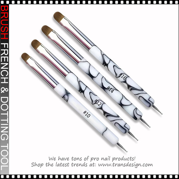 FRENCH Brush & Dotting Tool, White Marble  4/Set