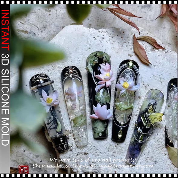 3D SILICONE MOLD Floral Pond & Butterfly Design