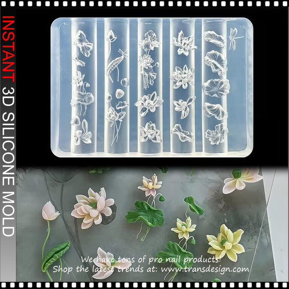 3D SILICONE MOLD Floral Pond & Butterfly Design