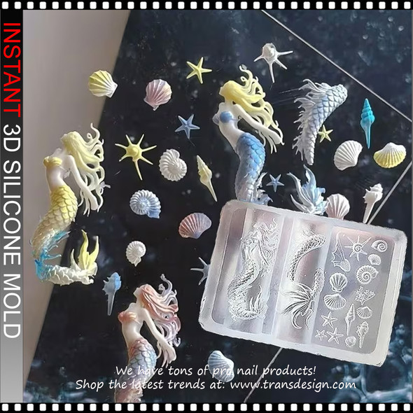 3D SILICONE MOLD Mermaid & Ocean Shell Collection