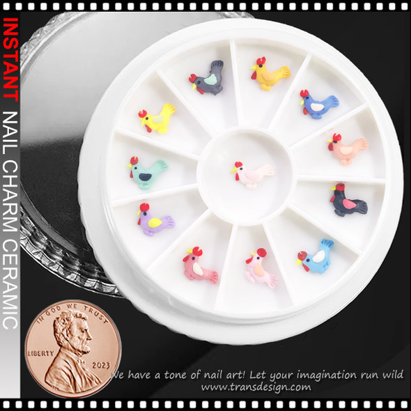 NAIL CHARM CERAMIC 3D Cute Chicken 12/Case*