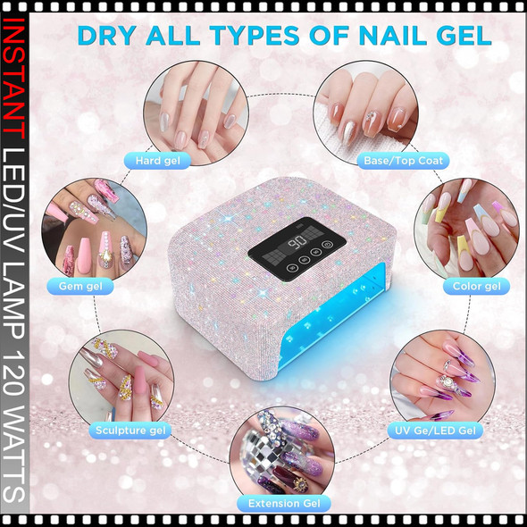 INSTANT L11 LED/UV lamp Rechargeable & Rhinestone AB, 120 Watt, Pink