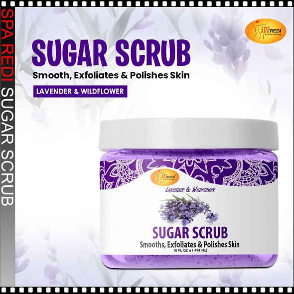 SPA REDI Sugar Scrub Lavender & Wildflower 16oz.