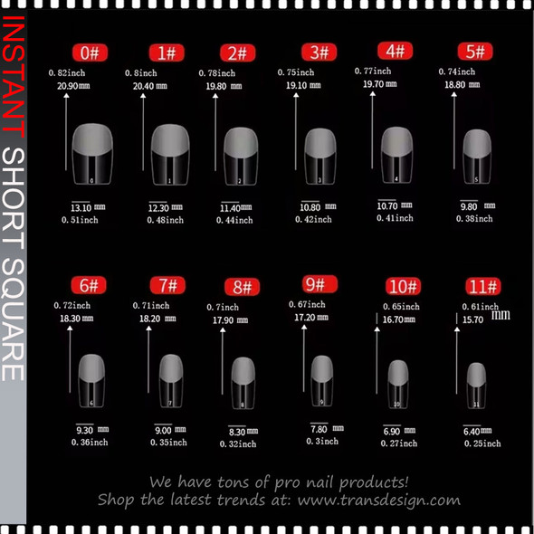 SOFT GEL TIP -SQUARE Short, Full Cover, Clear 550/Case JS-001