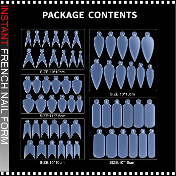 INSTANT Silicone French Smile Line Inserts – Reusable, 5 Shapes, 60/Case