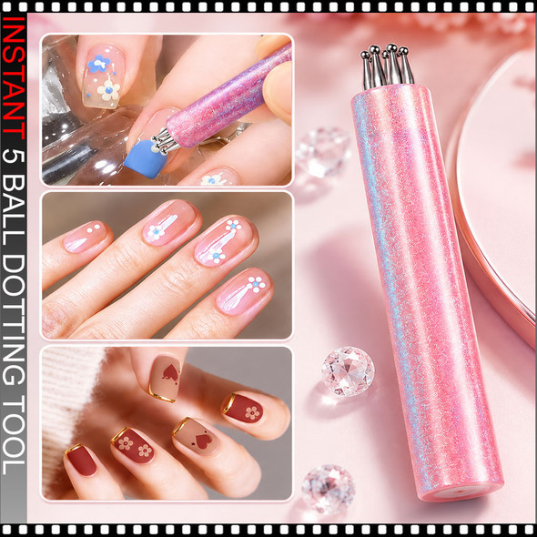 DOTTING PEN 5 Ball Sizes, Flower Tool, Pink