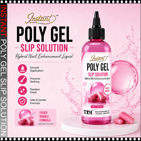 INSTANT POLY GEL Slip Solution, Bubble Gum 8oz.