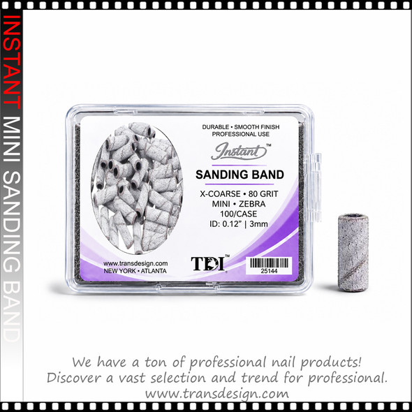 INSTANT SANDING BAND Mini 3mm Dia. Zebra, X-Coarse 80 Grit 100/Case 