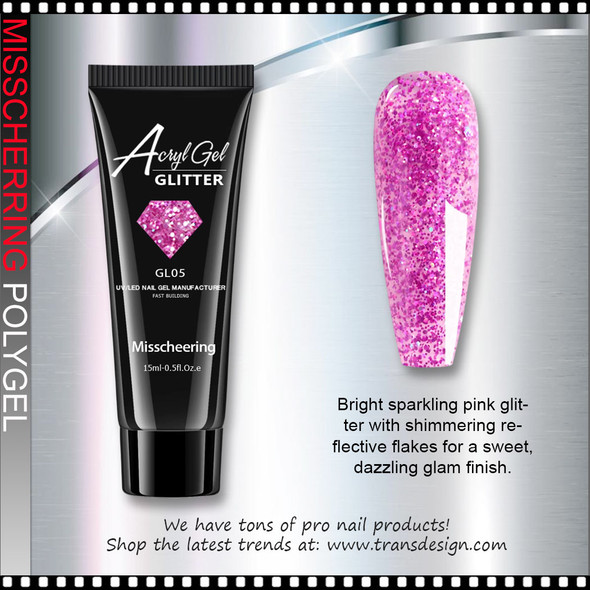 MISSCHEERING POLYGEL Glitter, Pink #GL05