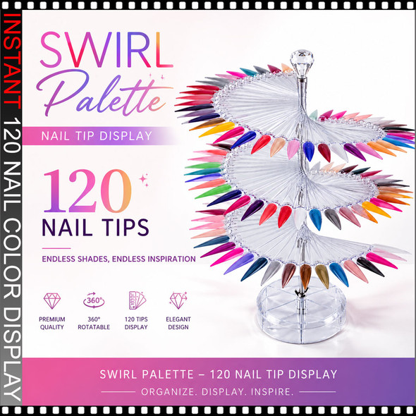 INSTANT Crystal Nail Color Display 120 Tips