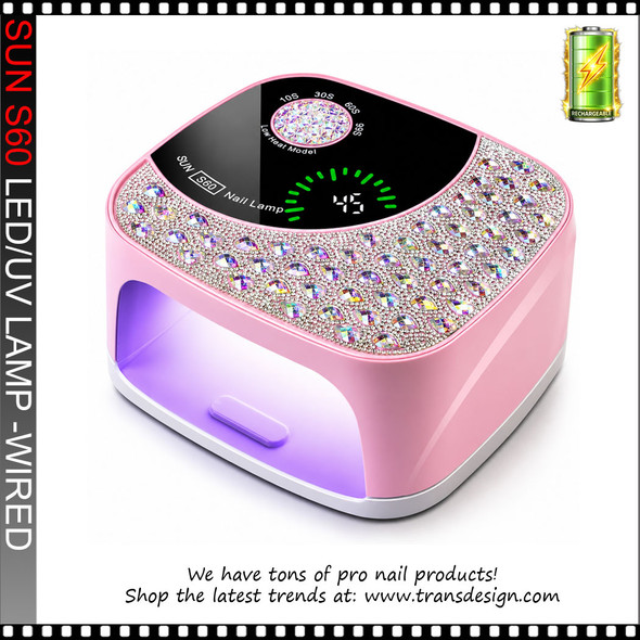 SUN S60 Rechargeable UV Lamp/Rhinestone, Pink 108W.