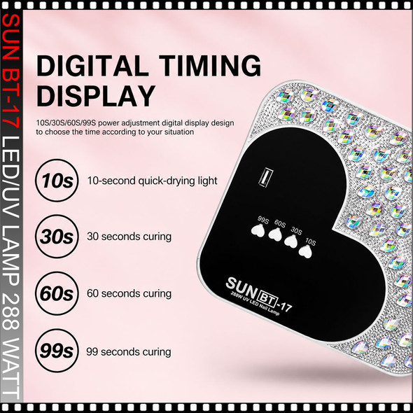 SUN BT-17 UV Light, Wired with Rhinestone, Pink 288W.