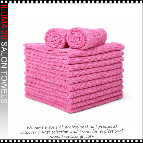 ILUMA 29 Salon Towels Bright Pink 16"x29", 12/Pack