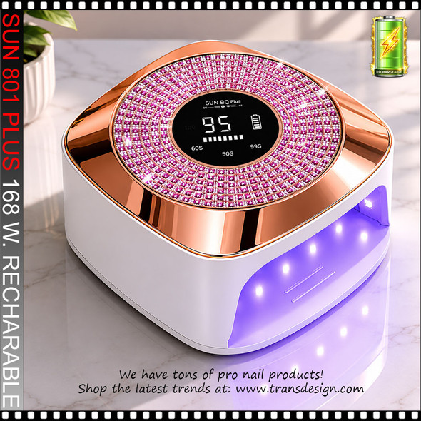 SUN 801 Plus Rechargeable, LED Lamp, Rose Gold Chrome 168W.