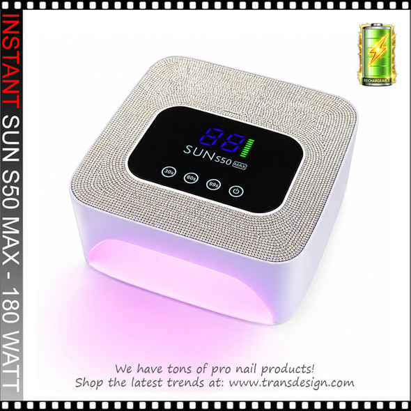 SUN S50 MAX UV Light, Rechargeable, Rhinestone, White 180W.