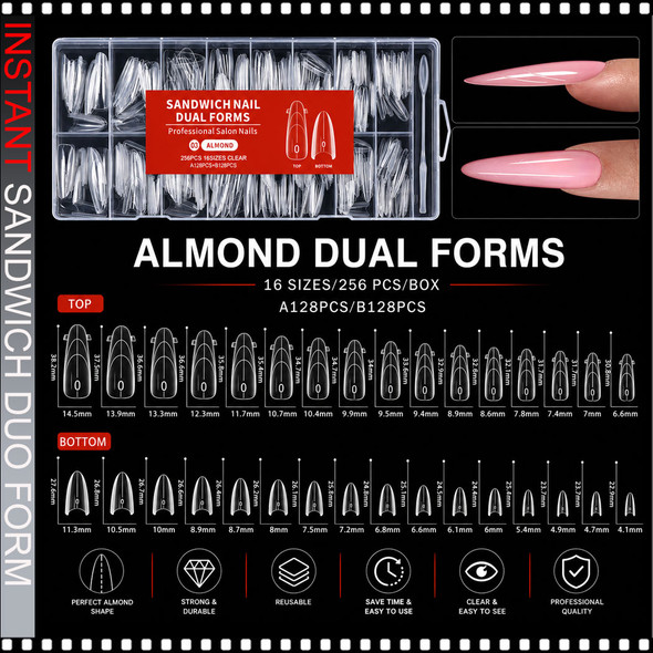 INSTANT ALMOND Sandwich Nail Duo Forms 256/Case