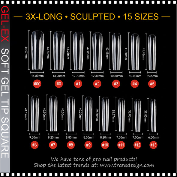 GEL-EX Square, 3X-Long, Sculpted 300/Case