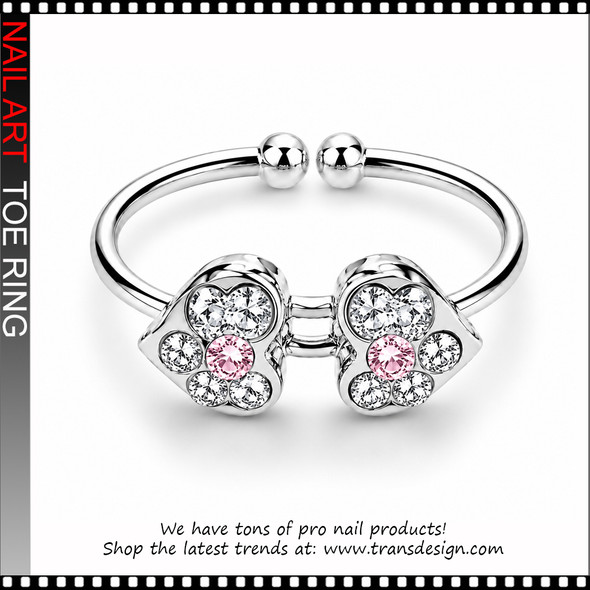 Adjustable Heart Light Pink Rhinestone Toe Ring # #11411