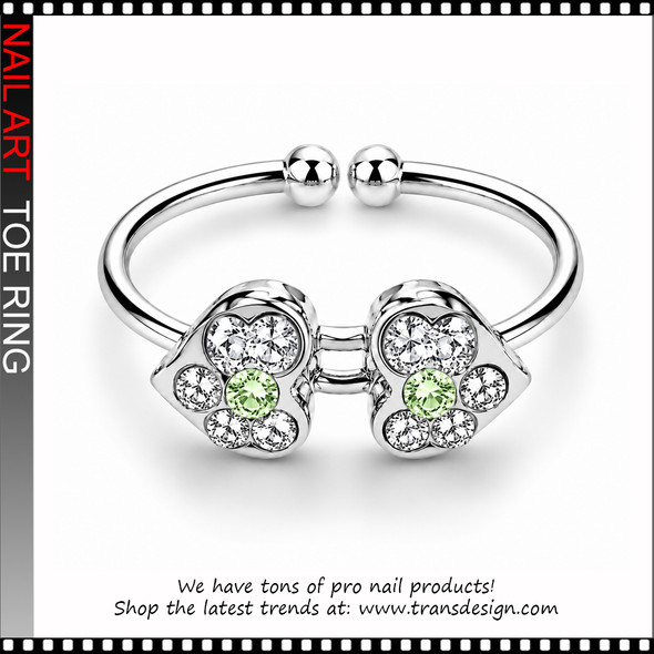 Adjustable Heart Light Green Rhinestone Toe Ring # #11412