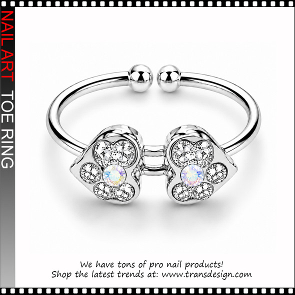 Adjustable Heart Crystal AB Rhinestone Toe Ring #11415