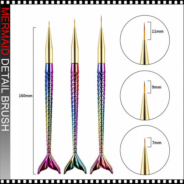 DETAIL BRUSH Ultra Thin, Mermaid 3/Pack