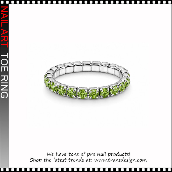Adjustable Stretchy Green Crystal Rhinestone Toe Ring #11426