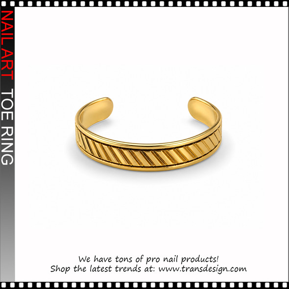 Adjustable Gold Ribbed Cuff Toe Ring #11428