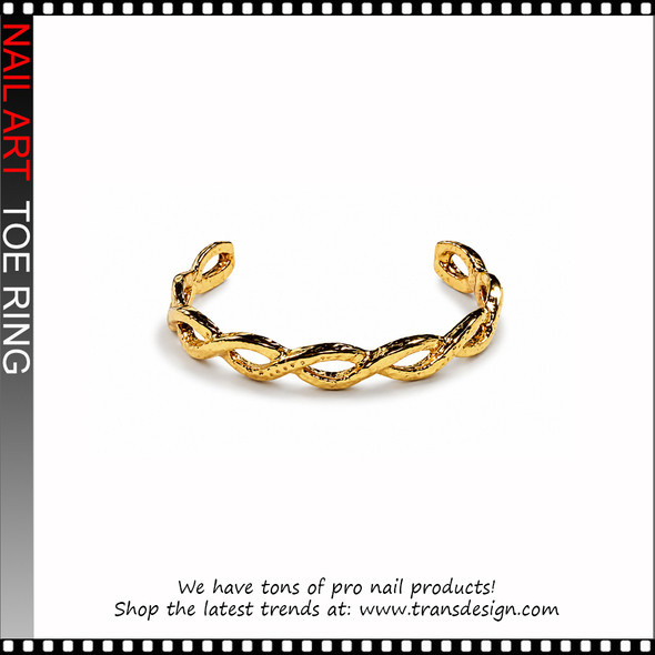 Adjustable Polished gold-tone twisted cuff Toe Ring #11441
